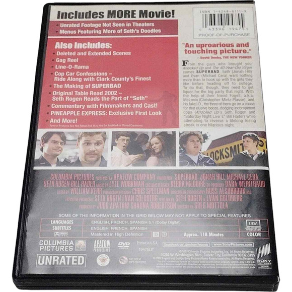 Superbad Unrated Extended Edition DVD 2007 - Picture 2 of 3